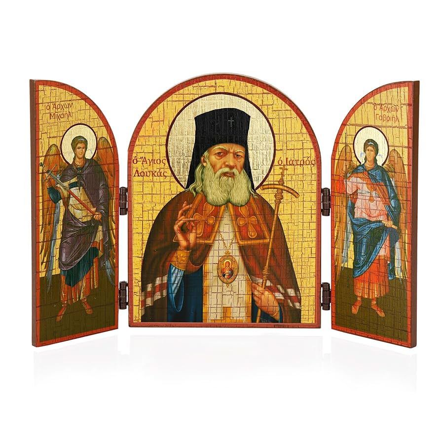 Amazon.co.jp: NKlaus Saint Luke Surgeon Icon Triptych Wood